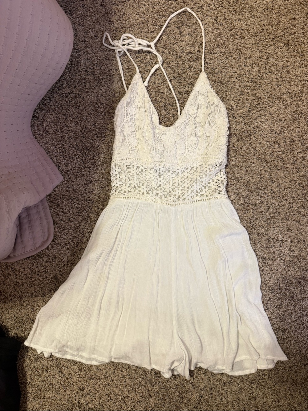 Women's White Lace Bodice Summer Romper